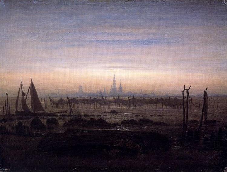 Caspar David Friedrich Greifswald w swietle ksiezyca china oil painting image